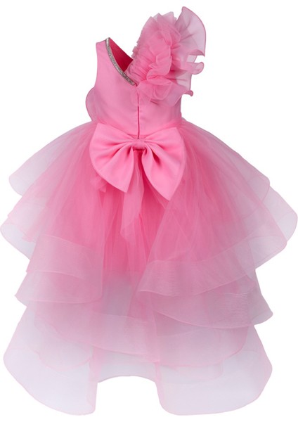 Barbie 15 Pembe Tüllü Sıfır Kol Kız Çocuk Elbise