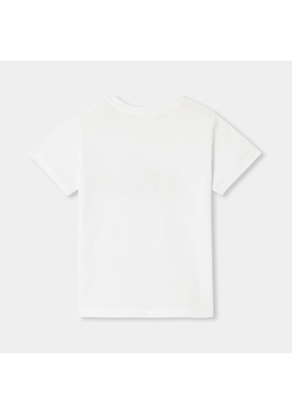 Beyaz Baskılı Kısa Kollu Kız Çocuk T-Shirt fiyatları