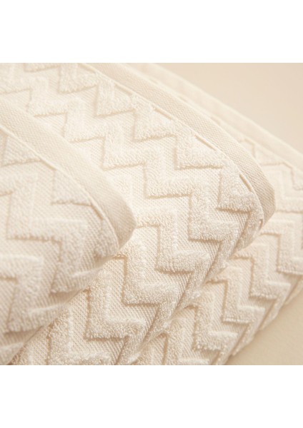 Zigzag Ekru Banyo Havlusu 70X140 cm