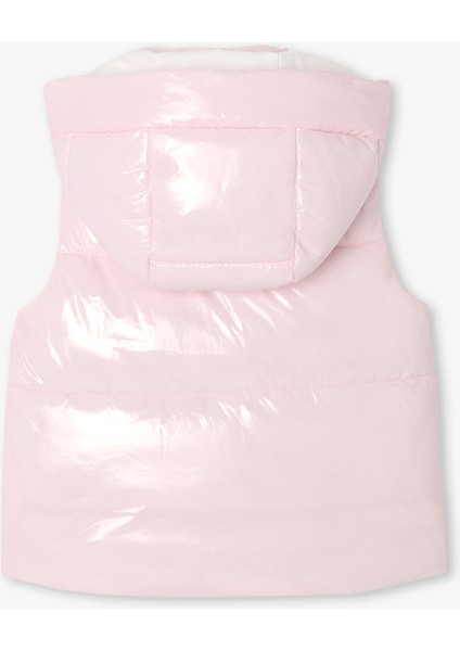 Pembe Kapüşonlu Kolsuz Kız Çocuk Şişme Yelek