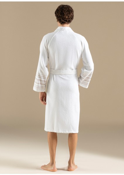 Derin Beyaz Bambu Unisex Bornoz