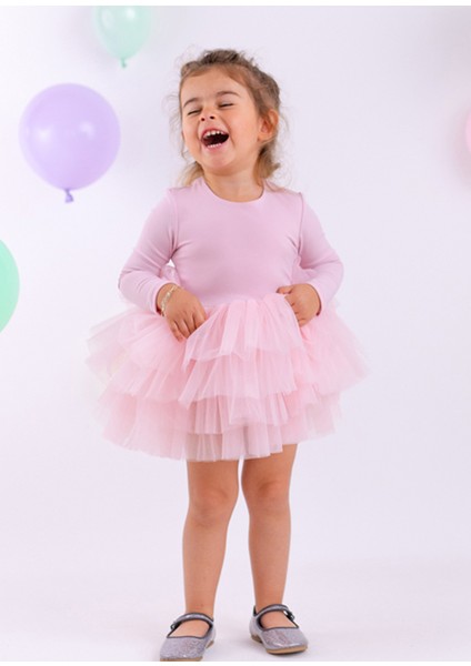 Pembe Sırtı Açık Tütü Kız Çocuk Elbise