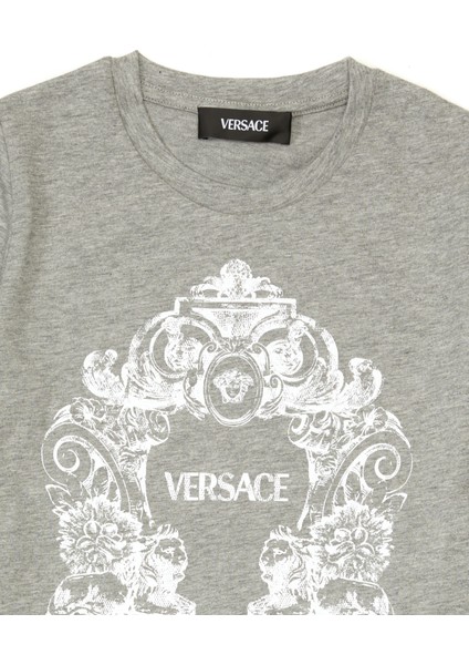 Gri Logo Baskılı Kız Çocuk T-Shirt modelleri