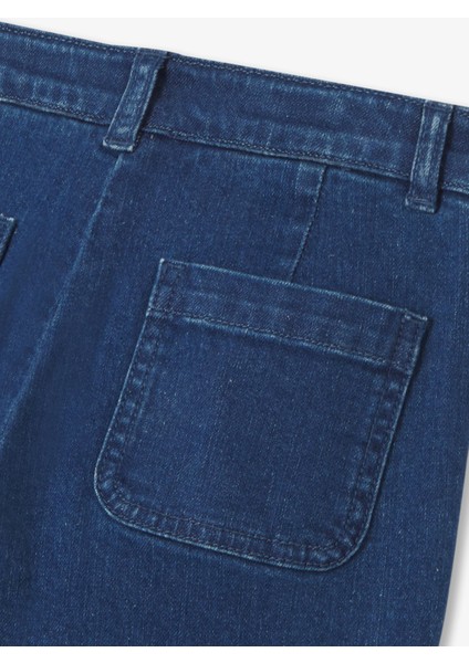 Mavi Geniş Paça Kız Çocuk Jean Pantolon