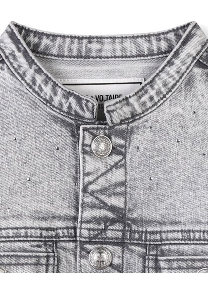 Gri Kız Çocuk Denim Ceket modelleri