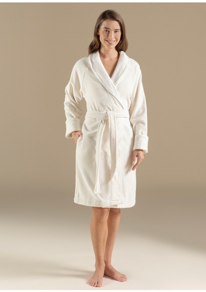 Eva Ekru Pamuk Unisex Bornoz