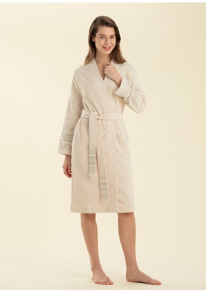 Derin Beyaz Bambu Unisex Bornoz