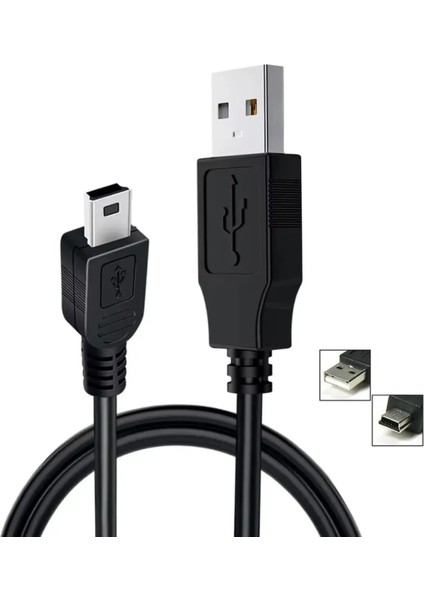 5 Metre Ps3 Kol Şarj Kablosu Dualshock 5 Pin Mini USB Usb5-Pin 2.0 Erkek A Mini 5 Pin B Piramit Uç 5mt Kablo