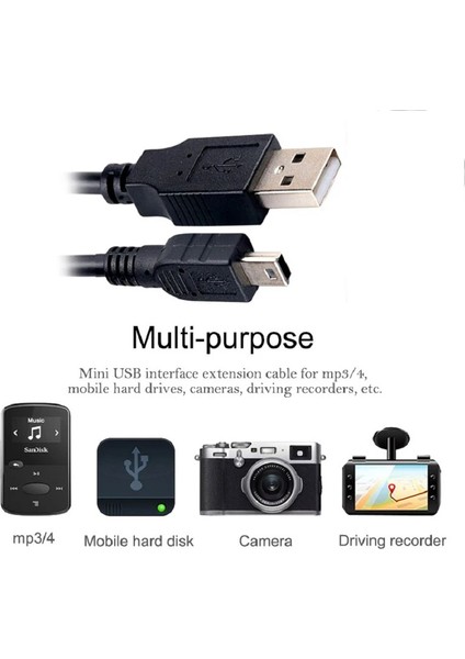 5 Metre Ps3 Kol Şarj Kablosu Dualshock 5 Pin Mini USB Usb5-Pin 2.0 Erkek A Mini 5 Pin B Piramit Uç 5mt Kablo