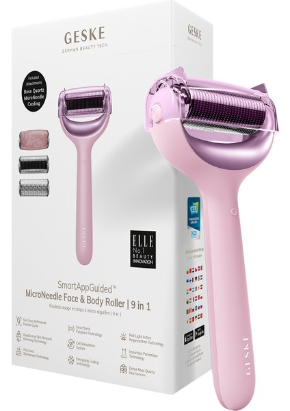 Microneedle Face & Body Pembe 9'u 1 Arada Mikro Iğne Yüz ve Vücut Roller