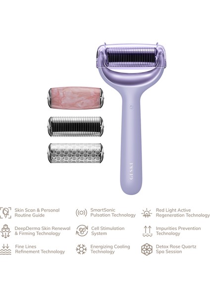 Microneedle Face & Body Mor 9'u 1 Arada Mikro Iğne Yüz ve Vücut Roller