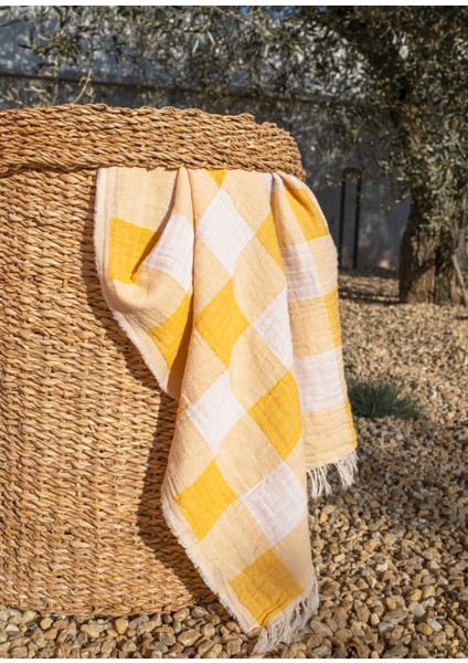 Plaid Sarı Müslin Peştamal