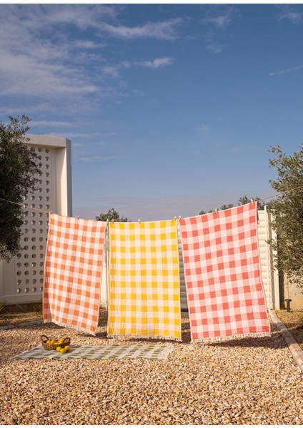 Plaid Sarı Müslin Peştamal