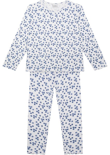 Yabanmersini Beyaz Uzun Kollu Kız Çocuk Pijama Takımı