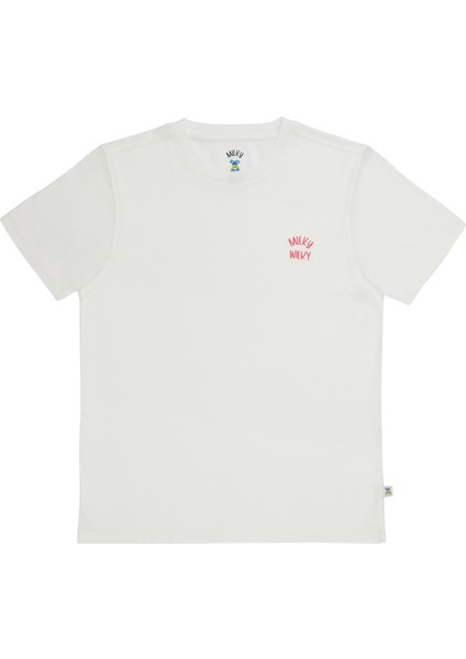 Beyaz Organik Pamuk Kız Çocuk T-Shirt