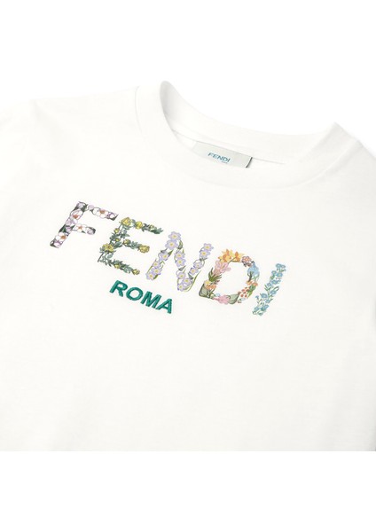 Beyaz Logo Detaylı Kız Çocuk T-Shirt modelleri