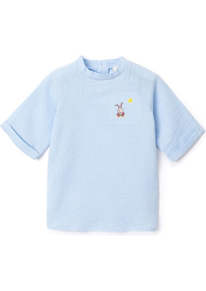 Mavi Unisex Çocuk Müslin T-Shirt