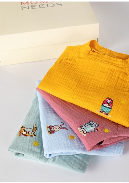 Mavi Unisex Çocuk Müslin T-Shirt fiyatları