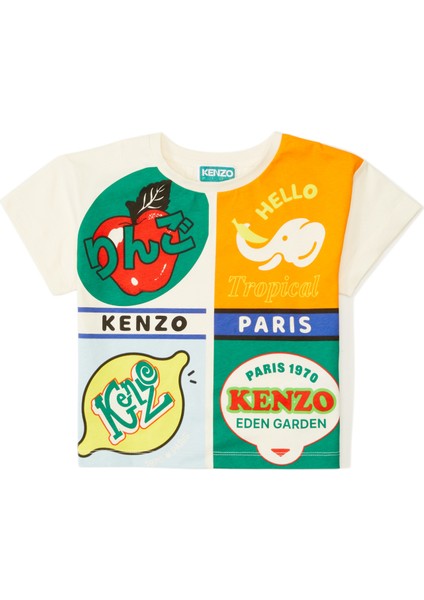 Bej Baskılı Kız Çocuk T-Shirt