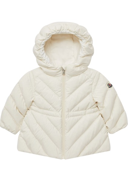 Kırık Beyaz Kapüşonlu Kız Çocuk Parka