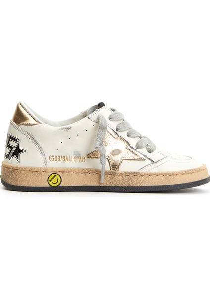 Beyaz Yıldız Patchli Unisex Çocuk Deri Sneaker