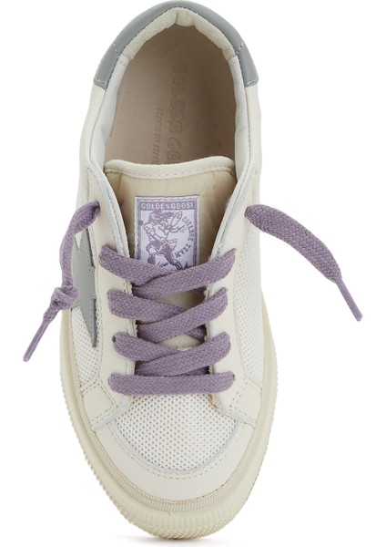May Beyaz Logolu Unisex Çocuk Deri Sneaker