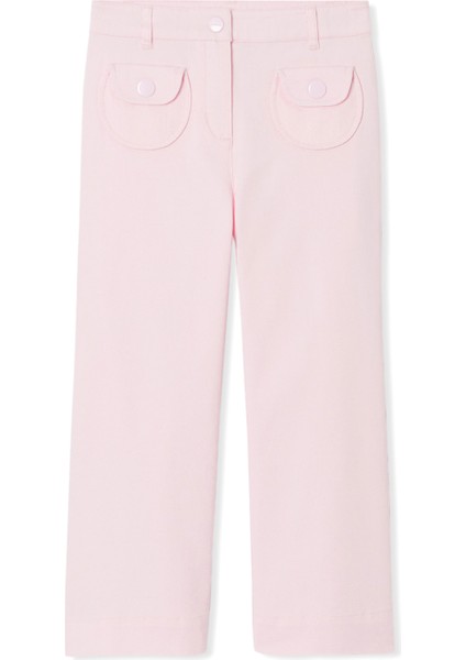 Pembe Yama Cepli Geniş Paça Kız Çocuk Pantolon
