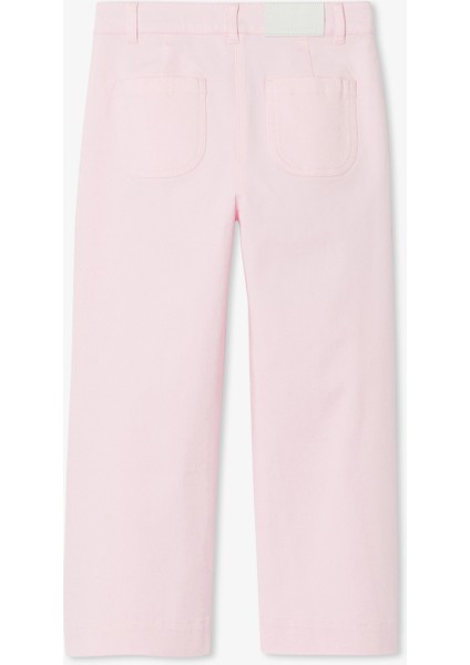 Pembe Yama Cepli Geniş Paça Kız Çocuk Pantolon