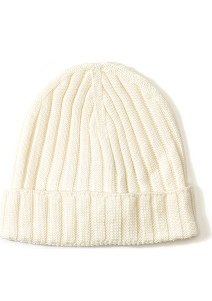 Beyaz Logo Patchli Unisex Çocuk Yün Bere