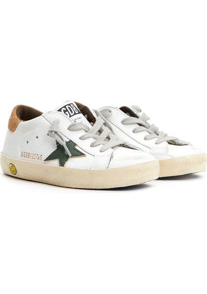 Beyaz Yıldız Patchli Unisex Çocuk Deri Sneaker fiyatları