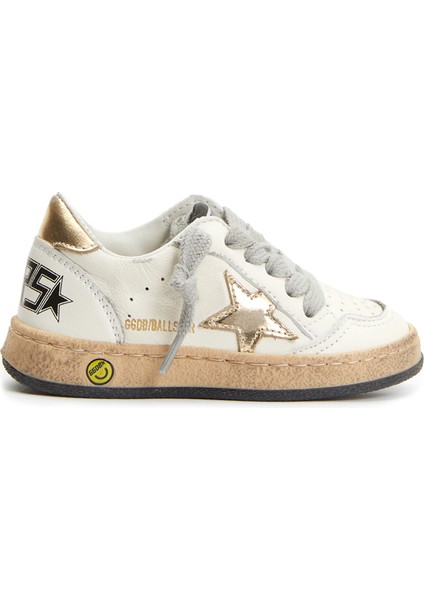 Beyaz Yıldız Patchli Unisex Çocuk Deri Sneaker