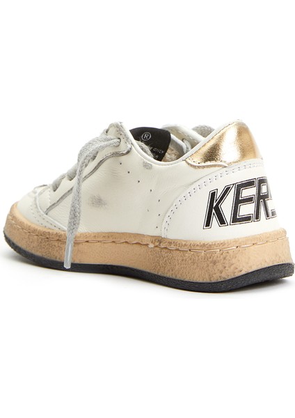 Beyaz Yıldız Patchli Unisex Çocuk Deri Sneaker modelleri