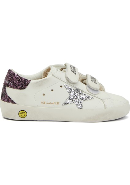 Old School Beyaz Silver Kız Çocuk Deri Sneaker