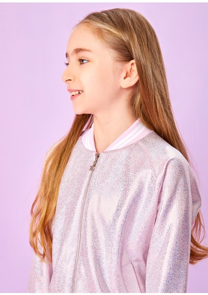 Pembe Simli Kız Çocuk Bomber Ceket modelleri
