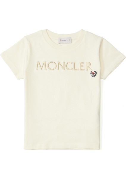 Krem Logolu Kız Çocuk T-Shirt