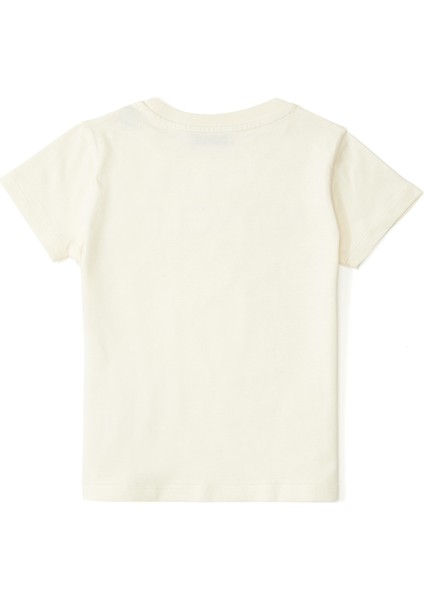 Krem Logolu Kız Çocuk T-Shirt