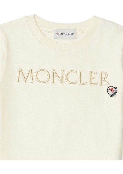 Krem Logolu Kız Çocuk T-Shirt