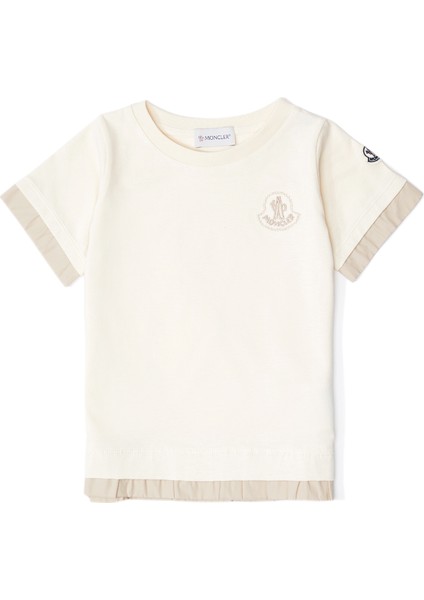 Krem Logolu Kız Çocuk T-Shirt