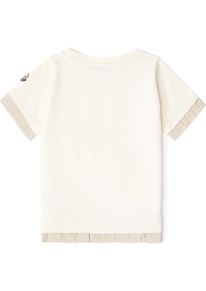Krem Logolu Kız Çocuk T-Shirt
