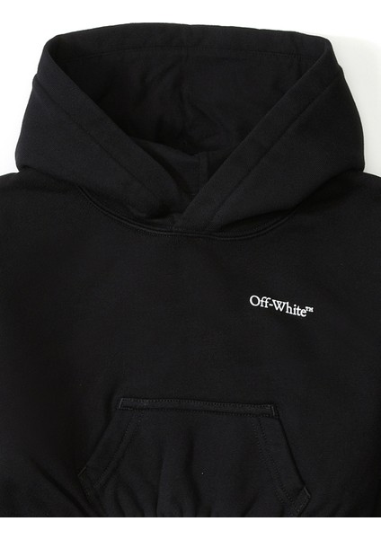 Siyah Kapüşonlu Kız Çocuk Crop Sweatshirt