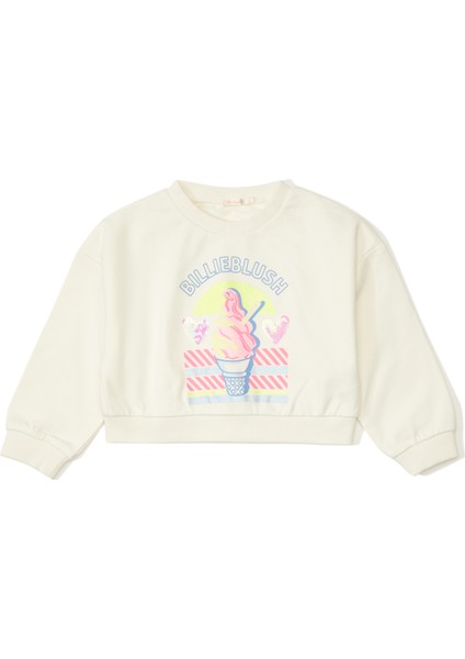 Bej Baskılı Kız Çocuk Sweatshirt