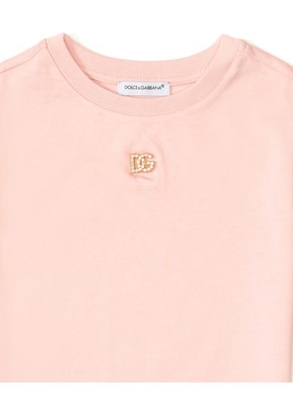 Açık Pembe Logo Detaylı T-Shirt modelleri