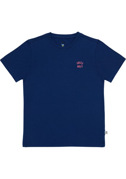 Lacivert Organik Pamuk Kız Çocuk T-Shirt