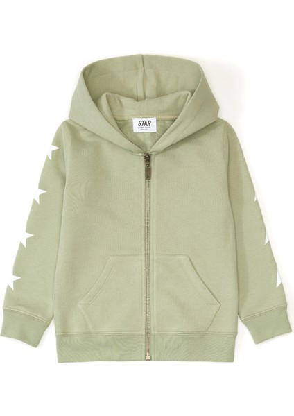 Yeşil Yıldız Baskılı Kız Çocuk Sweatshirt