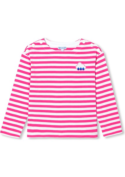 Pembe Çizgili Uzun Kollu Kız Çocuk Breton T-Shirt