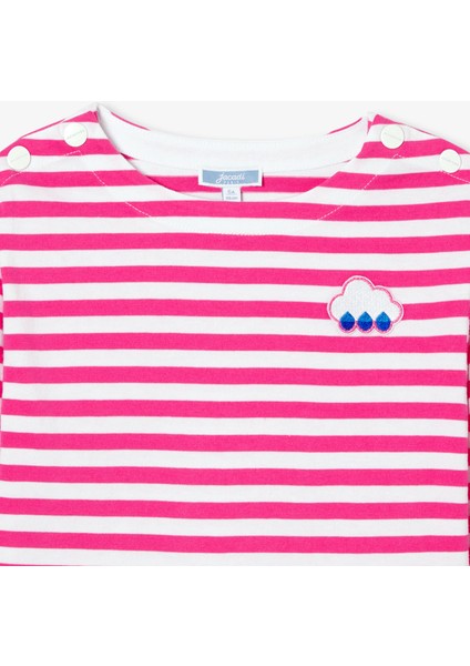 Pembe Çizgili Uzun Kollu Kız Çocuk Breton T-Shirt modelleri