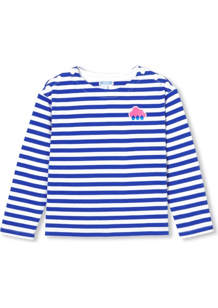 Mavi Çizgili Uzun Kollu Kız Çocuk Breton T-Shirt
