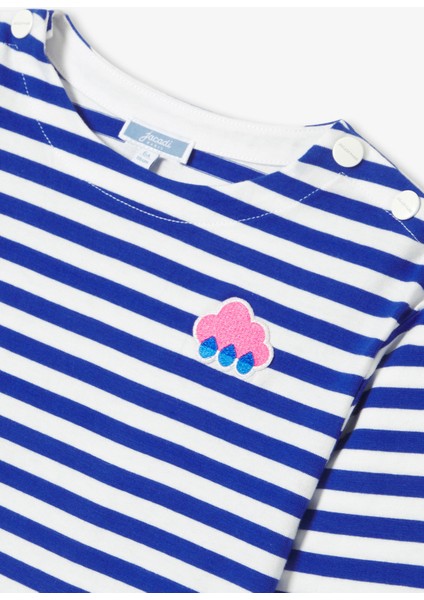 Mavi Çizgili Uzun Kollu Kız Çocuk Breton T-Shirt fırsatları