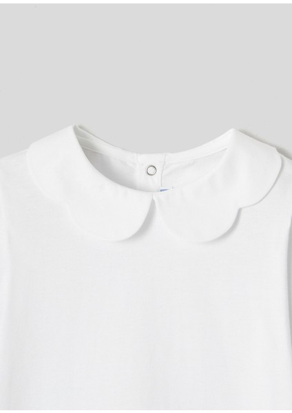 Fistolu Yaka Beyaz Kız Çocuk Uzun Kollu T-Shirt modelleri