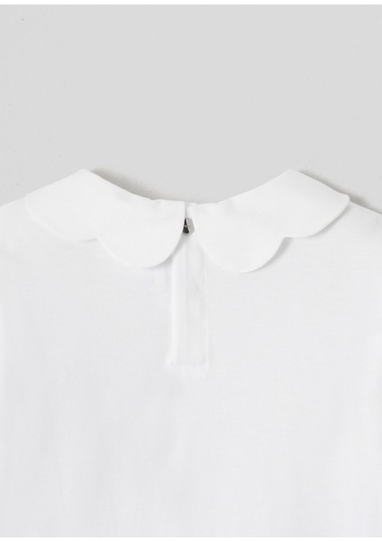 Fistolu Yaka Beyaz Kız Çocuk Uzun Kollu T-Shirt fırsatları